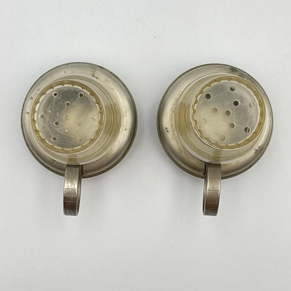 Vintage Plastic & Metal Salt Pepper Shakers‎ Lantern Set Style Mid Century 1950s